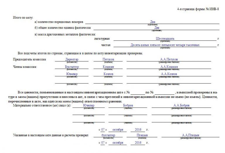 Итоговый протокол по инвентаризации образец